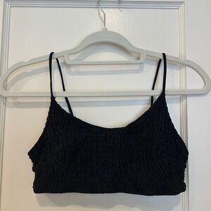 Aerie Black Textured Crop Top